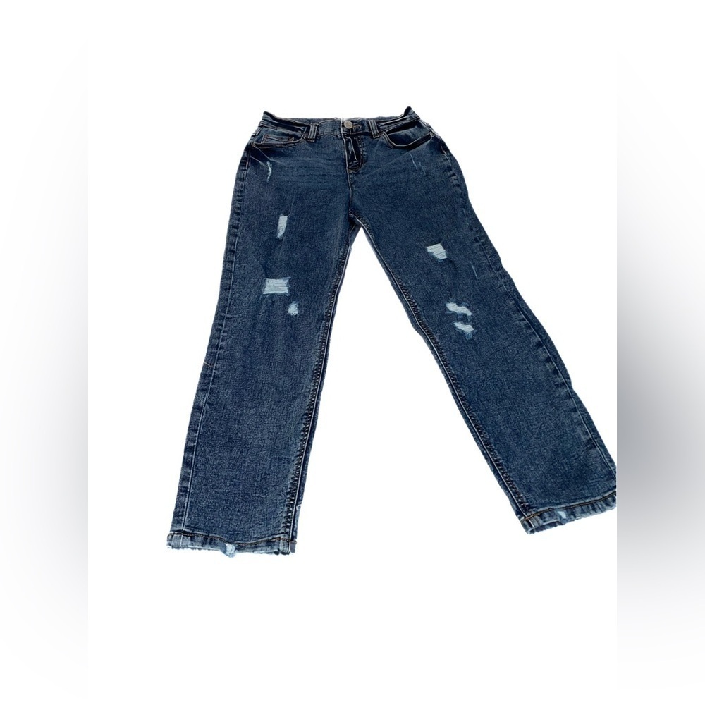 Justice Buttonfly Girls Mini High Rise Acid Wash Distressed/Ripped Jeans Size 16